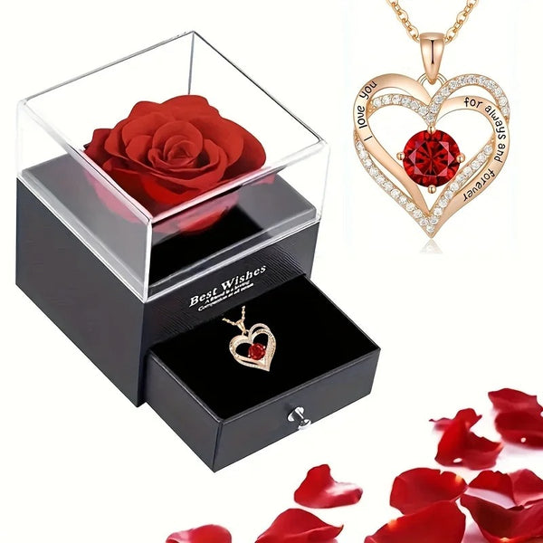 Coffret Saint Valentin rose et collier