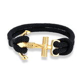 Bracelet Ancre Marine - Corde Tressée Edition Gold Noir