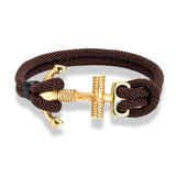 Bracelet Ancre Marine - Corde Tressée Edition Gold Marron