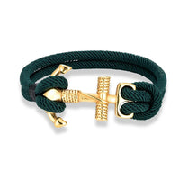 Bracelet Ancre Marine - Corde Tressée Edition Gold vert