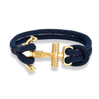 Bracelet Ancre Marine - Corde Tressée Edition Gold bleu marine