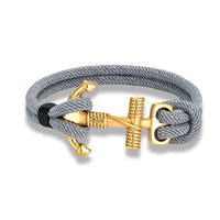 Bracelet Ancre Marine - Corde Tressée Edition Gold gris