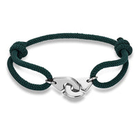 Bracelet Menottes - Corde Tressée (Edition Silver) vert foncé