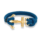 Bracelet Ancre Marine - Corde Tressée Edition Gold bleu