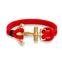 Bracelet Ancre Marine - Corde Tressée Edition Gold rouge