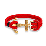 Bracelet Ancre Marine - Corde Tressée Edition Gold rouge