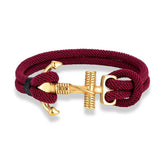 Bracelet Ancre Marine - Corde Tressée Edition Gold pourpre