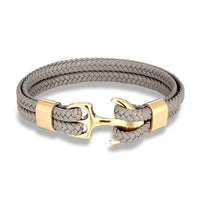 Bracelet Cuir Tressé et Ancre (Edition Gold)